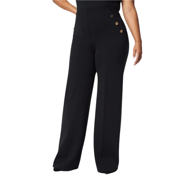 Button Wide Ponte Pants