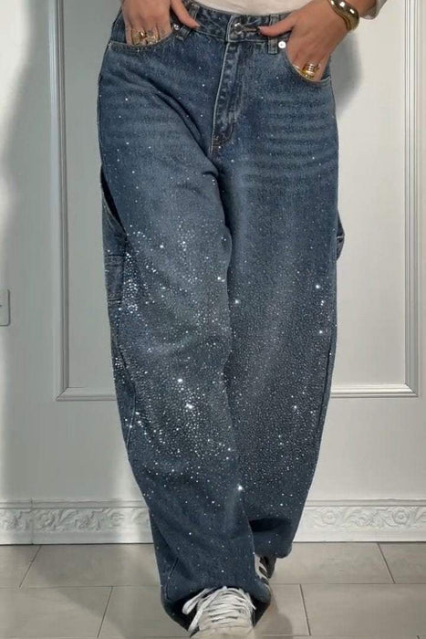 Rhinestone Loose Fit Harem Jeans