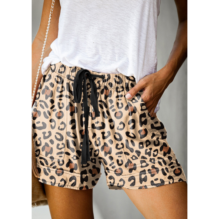 Leopard Printed High Waisted Loose Wide Summer Shorts