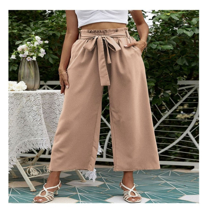 Flared Casual Pants With Floral Bracts