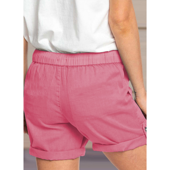 Solid Color Straight Leg Casual Shorts