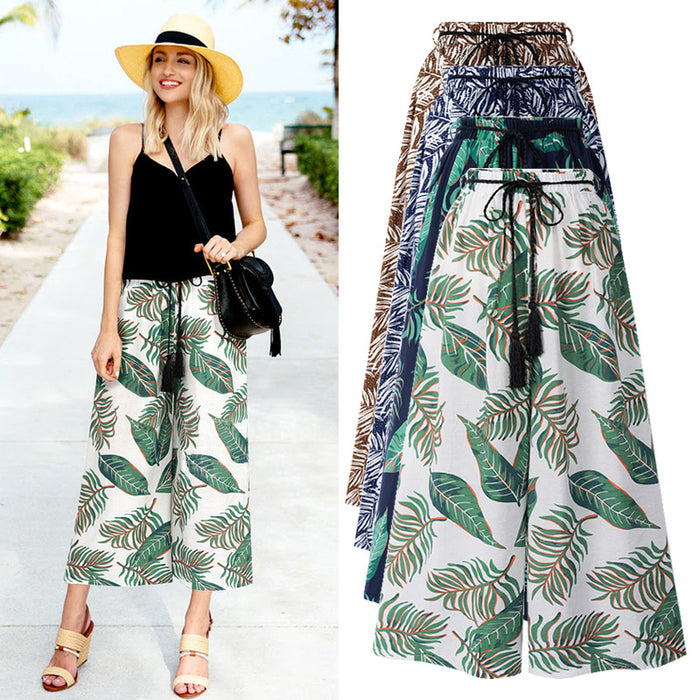 Loose Printed Casual Pants Cropped